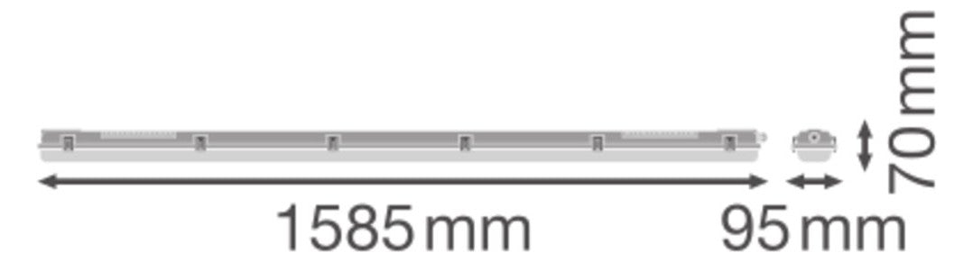 LEDVANCE Anbaugehäuse gr Kst G13 L1585mm DP HOUSING 1500 P 2XLAMP IP65 B95mm