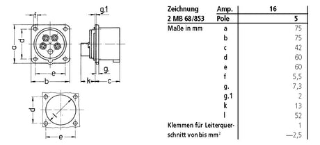 MENNEKES CEE-Anbaugerätestecker 5p 16A 853 400V/rt 6h IP44 Schraubkl ger Kst