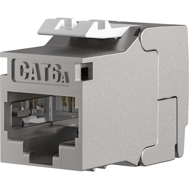 RJ45 Keystone Slimline/ Shortbody Cat.6A, Komponentenzertifiziert, silber; 24 Stück Packung