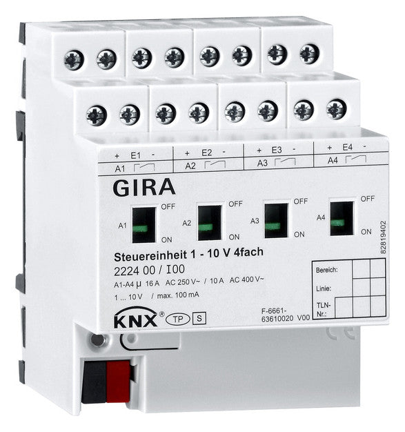 GIRA Lichtsteuergerät KNX REG 4TE 1-10V 222400 4Ausg Handbedien