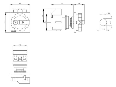 SIEMENS Hauptschalter 32A 3p IP65 Einb 3LD2254-0TK53 Wart/Rep SichSchalt