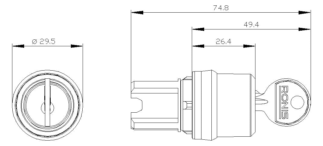SIEMENS Schlüsselschalter 3stuf rechteck 3SU1050-4BL11-0AA0  22mm 29,45x49,5mm