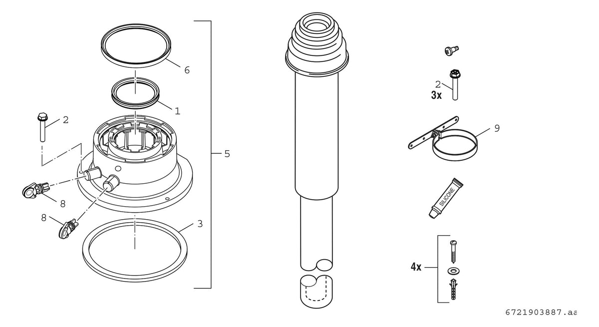 Bosch Abgaszubehör FC-Set60-C33x (oben) Grundbausatz C33x, rot, d:60/100mm | 7738112507