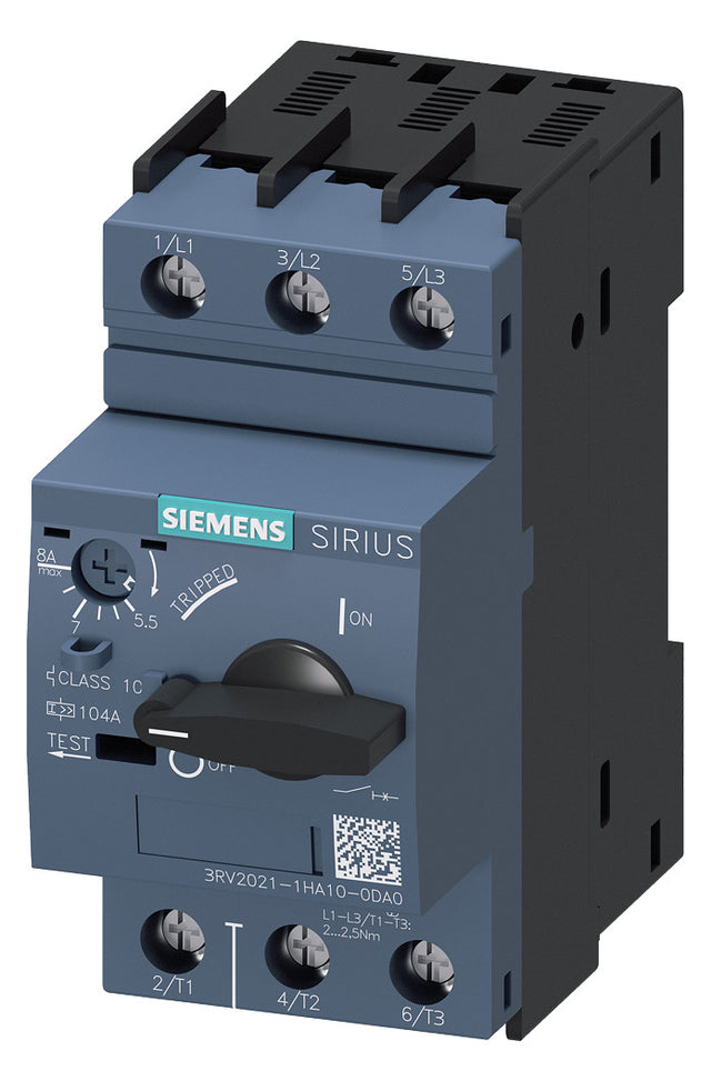 SIEMENS Motorschutzschalter 3p 5,5-8A 3RV2021-1HA10-0DA0 8A/Iu 690V m.Geh