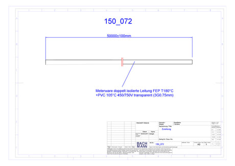 BACHMANN Netzanschlussleitung 50m tra 150.072 3x0,75qmm IP20 Aderendh 0-105°C