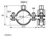 Walraven Schwerlastschelle HD500 schwarz 12-16 mm M8/M10 Zweischraubenschelle | 3303B016