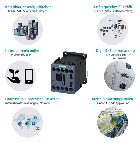 SIEMENS Leistungsschütz 5,5kW 3S 12A REG 3RT2017-1XF42-0LA2 72-125VDC 1Ö/Hilf