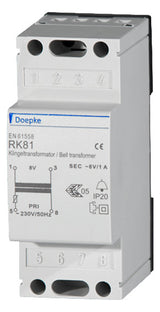 DOEPKE Klingeltransformator 230V 8V 1A RK 81 REG 2TE