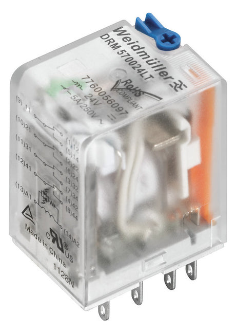 WEIDMÜLLER Schaltrelais 4W IP20 DRM570024LT AU 21,5x28x36mm Steckanschl