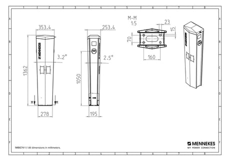 MENNEKES eMobil Ladesäule 3ph 22kVA 2f AMEDIO Professional PnC 22 ativo 22kW/La