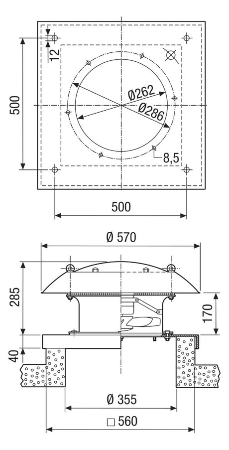 MAICO Ex-Ventilator 1/2  250mm 400V ST Axial DZD 25/2 B Ex e 1700cbm/h 140W