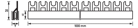 DOEPKE Phasenschiene 2ph 17,5mm 1000mm GM.2.56.130/16 16qmm 130A Gabel isol