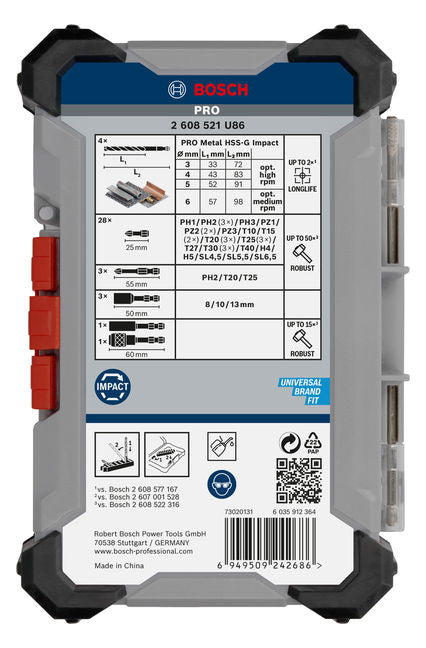 BOSCH-EW Werkzeugset 40tlg Bohrer 4xHSS BOHRER-/SCHRAUB Box