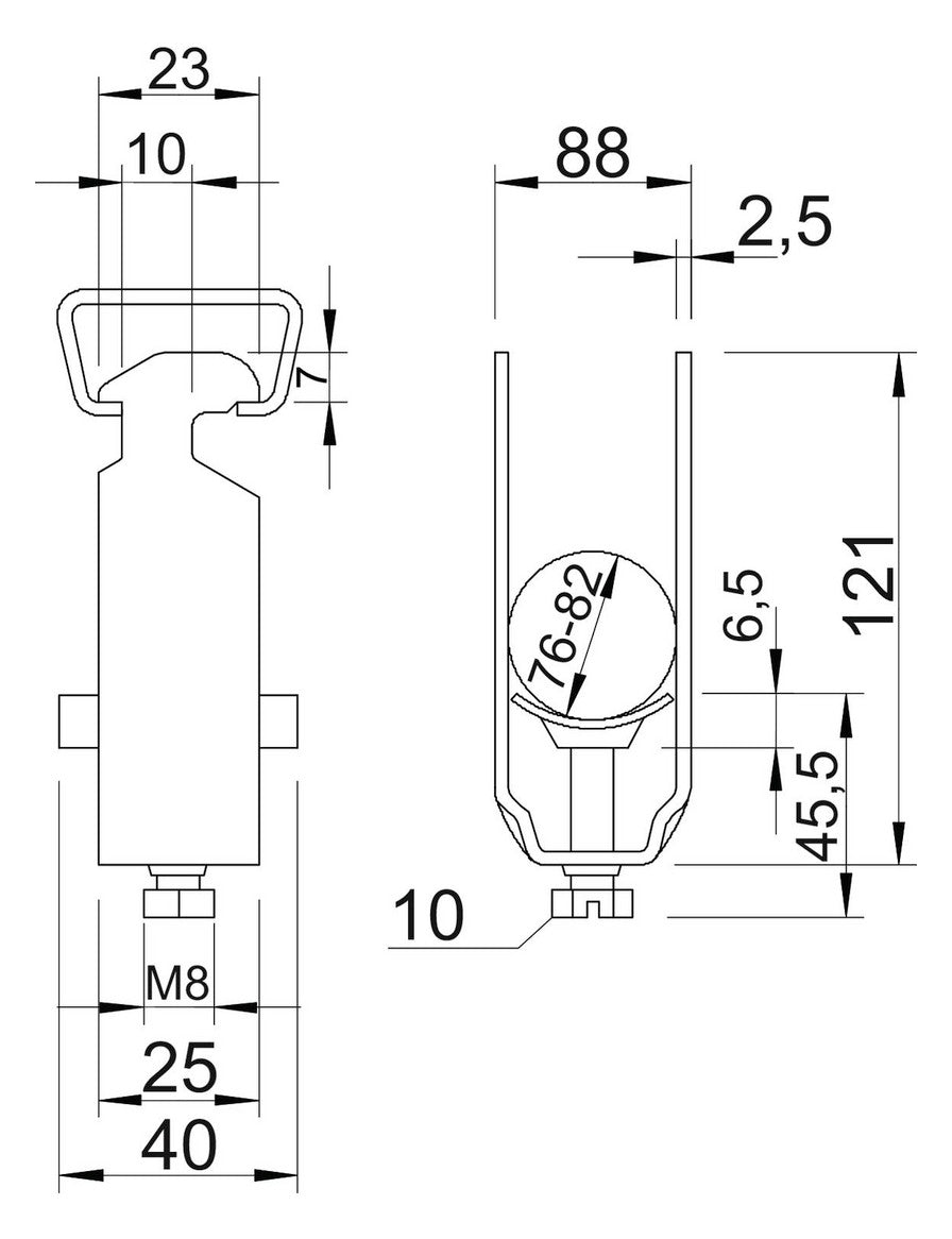 BETTERMANN Bügelschelle 76-82mm 1f ST 2056 82 FT Profilschiene W=Kst hfr