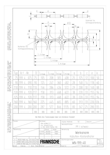 FRÄNKISCHE Abstandshalter 2Züge  110mm Kabufl.-Abst.-Halter DN 110/2 (1/1)