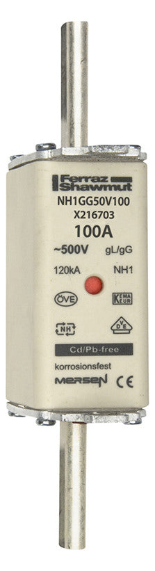 MERSEN NH-Sicherungseinsatz 100A NH1 gG NH1GG50V100 500VAC Kombik