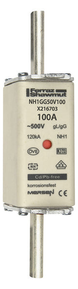 MERSEN NH-Sicherungseinsatz 100A NH1 gG NH1GG50V100 500VAC Kombik