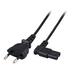 Netzleitung Euro - C7 90° links/rechts, schwarz, 2m, 2 x 0,75 mm² Stück