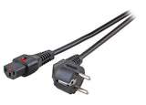 Netzleitung CEE7/7 gewinkelt 90° - C13 180° IEC Lock, schwarz, 5,0 m Stück