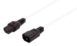 Kaltgeräteverlängerung C14 180° - C13 180° IEC Lock, weiß, 1,0 m Stück