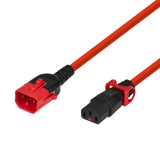 Kaltgeräteverlängerung Dual-Lock C14 - C13 IEC Lock, rot, 2 m Stück