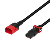 Kaltgeräteverlängerung Dual-Lock C14 - C13 IEC Lock, schwarz, 3 m Stück