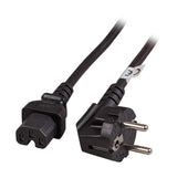 Warmgeräteleitung CEE 7/7 90° auf C15, schwarz, 3 m, 3 x 1,00  mm² H05RN-F (Gummi) Stück
