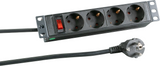 10“ 1HE Steckdosenleiste 4 x CEE 7/3 mit Schalter, im Aluprofil, schwarz Stück