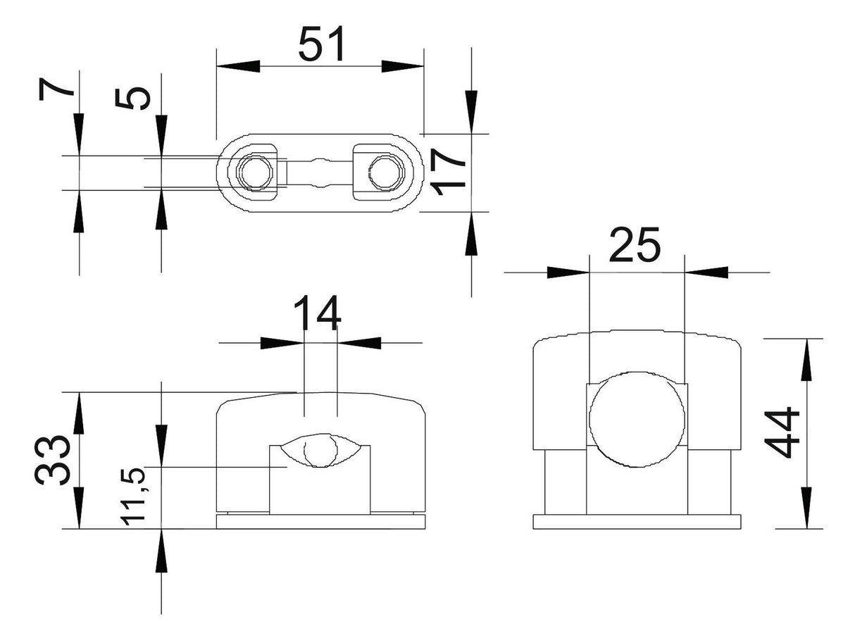 BETTERMANN Abstandsschelle 1f  25mm Kst SOM 3081 LGR geschl hfr