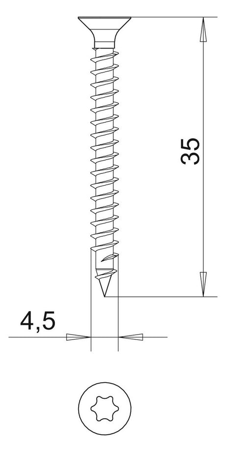 BETTERMANN Senkkopfschraube TX 4,5x35mm 4759T 4.5x35 T20 ST L35mm