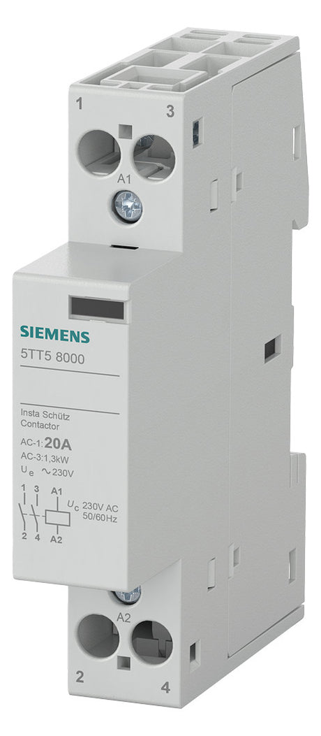 SIEMENS Installationsschütz 20A 230V/AC 5TT5800-0 230V/AC 2S 1000W/AGL 1TE