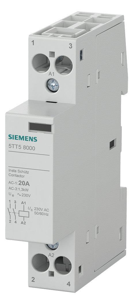 SIEMENS Installationsschütz 20A 230V/AC 5TT5800-0 230V/AC 2S 1000W/AGL 1TE