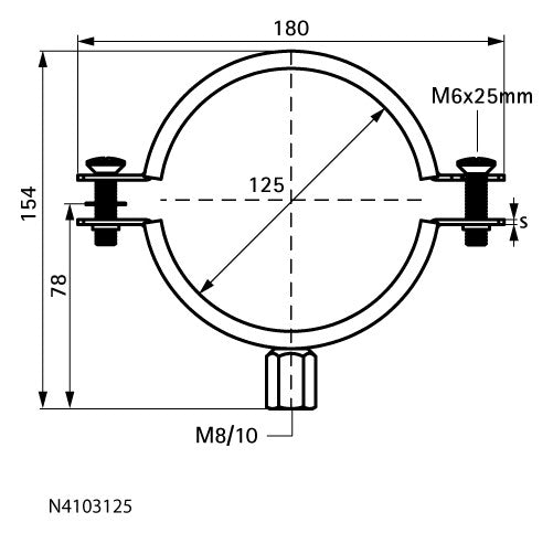 Walraven Lüftungsschelle N ev 125 mm EPDM M8/M10 Zweischraubenschelle | N4103125