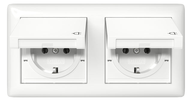 GIRA Steckdose 2f rws glz UP Klappd IP44 Standard 55 415803