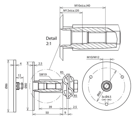 DEHN SE Erdungsfestpunkt M10 V4A  80mm EFPM M10 12 V4A MVK8.10 STTZN 50mm
