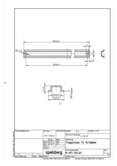 SPELSBERG Tragschiene ST vz TS15 L170mm TS 15-168