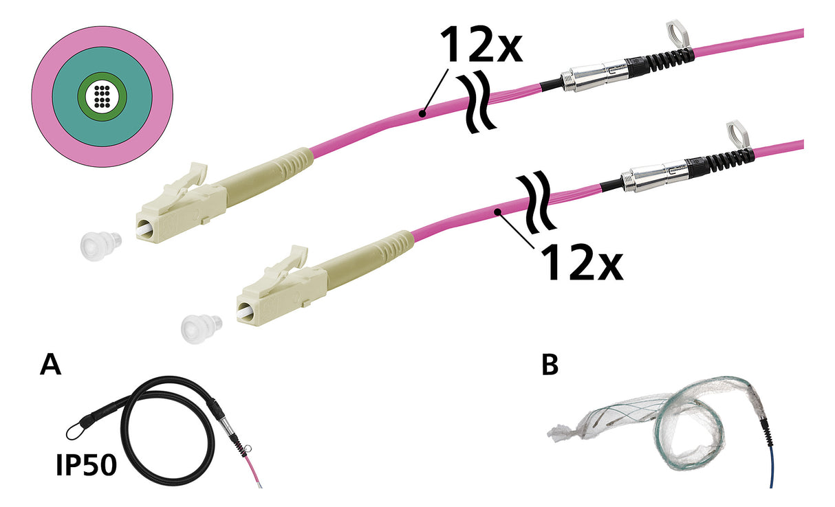 METZ CONNECT LWL-Patchkabel LC 50/125 vi 152U127JJ5050G OM4 50m