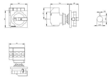 SIEMENS Hauptschalter 25A 4p IP65 Einb 3LD2154-1TL53 Wart/Rep SichSchalt