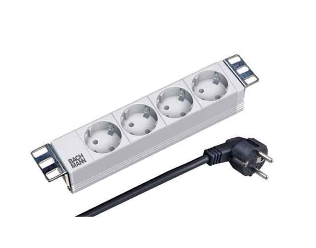 10" 1HE Steckdosenleiste 4-fach, ohne Schalter, RAL7035 Stück