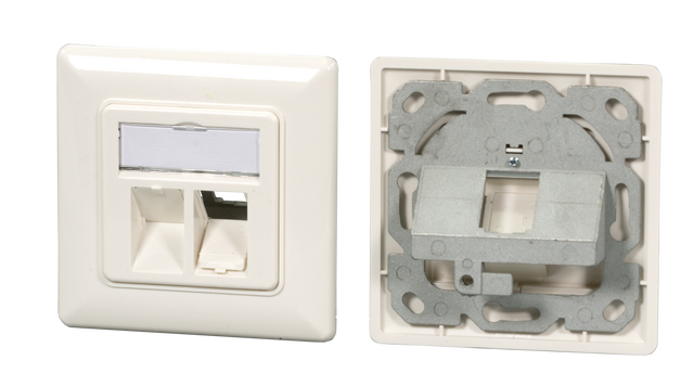 Rahmenset 2-Port, für Keystones, DIN49075, RAL9010 Stück