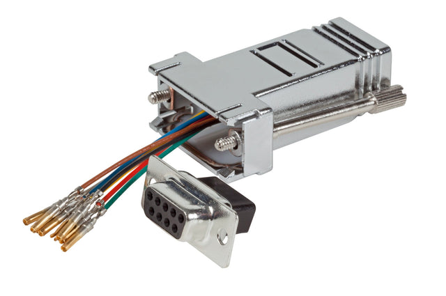 Modular-Adapter D-Sub09 Buchse / RJ45 Buchse, metallisiertes Gehäuse Stück
