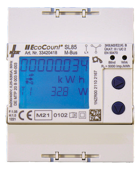 NZR Drehstromzähler B 5A M-Bus elektr EcoCount SL 85 MID M-Bus Lief. + Be digi