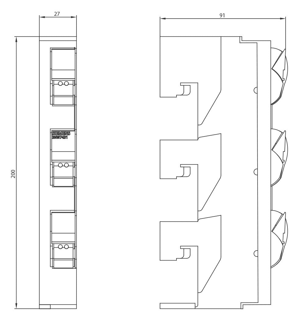 SIEMENS Sicherheitsschalter 30 A 3p IP00 3NW7431-0HG f.Sammelschienen