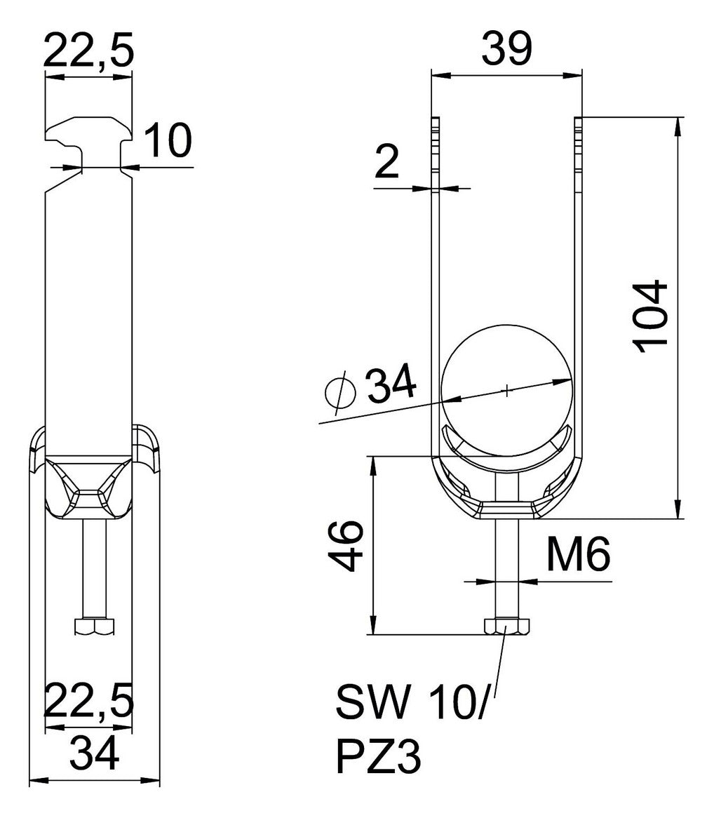 BETTERMANN Bügelschelle 28-34mm 2f ST BS-H2-M-34 FT Profilschiene W=ST hfr