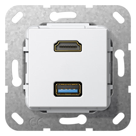 GIRA Einsatz HDMI/USB 2f rws Einsatz 567803 ohne Beschriftungsfeld
