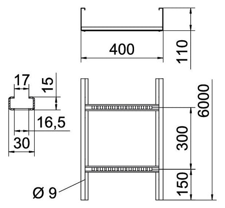 BETTERMANN Kabelleiter 110x400x6000mm vz WKLG-Serie WKLG 1140 FS Profil ungelocht
