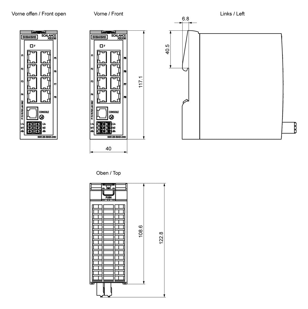 SIEMENS Switch Hutschiene 8x10/100Mbps 6GK5208-0BA00-2AB2 Managebar Layer2