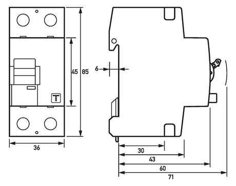 DOEPKE FI-Schutzschalter A 2p 253V 63A DFS2 063-2/0,03-A 0,03A 2TE REG 10kA
