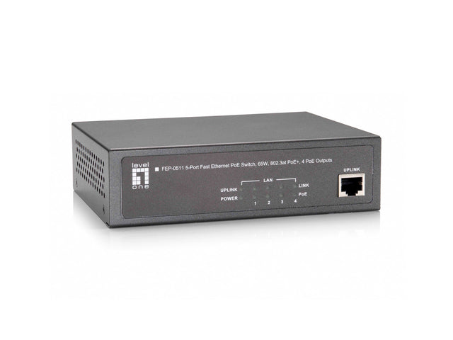 5-Port Fast Ethernet PoE+ Switch, 4x FE PoE+, + 1x FE (90W) Stück
