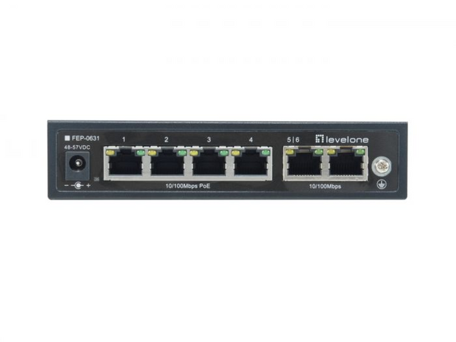 6-Port Fast Ethernet 4-Port PoE 802.3af 250M PoE Auto checking Stück